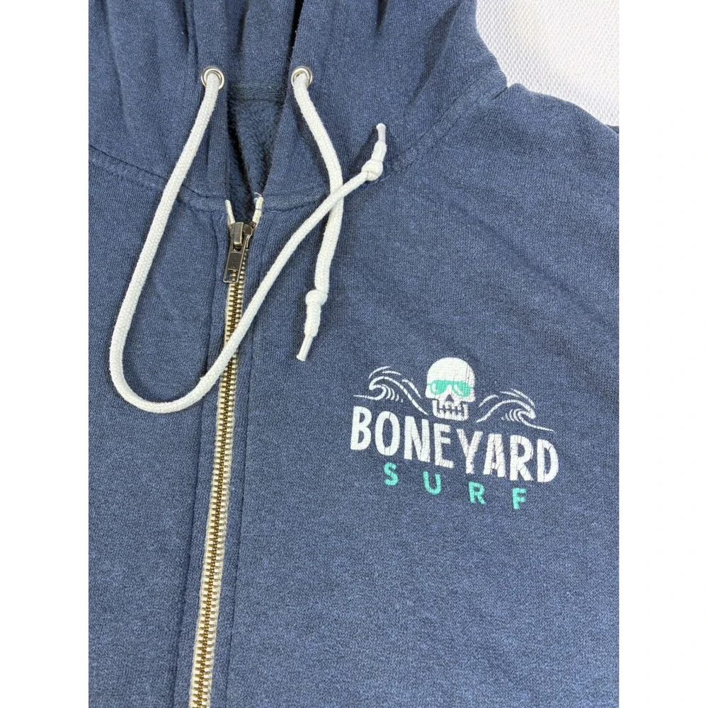 MV Sport Boneyard Surf Hoodie Mens XXL Blue‎ Zip Up Skull Graphic Vintage Style